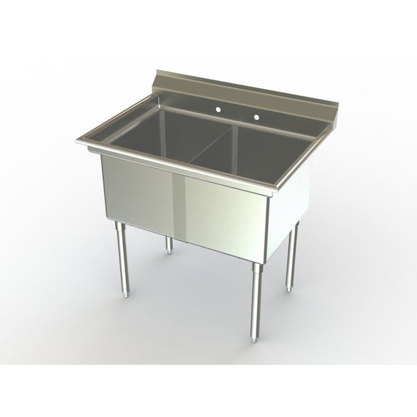 Deluxe Two Compartment Sink, 18" W X 18" L-R Bowl
